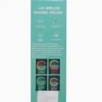 Колонка портативная - ночник, Bluetooth, беспроводная зарядка, часы, RGB-подсветка, 15 Вт, 3 А, белая