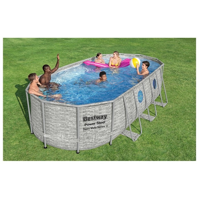 Бассейн каркасный Power Steel Swim Vista, 549 х 274 х 122, фильтр-насос, лестница, тент, 56716 Bestway