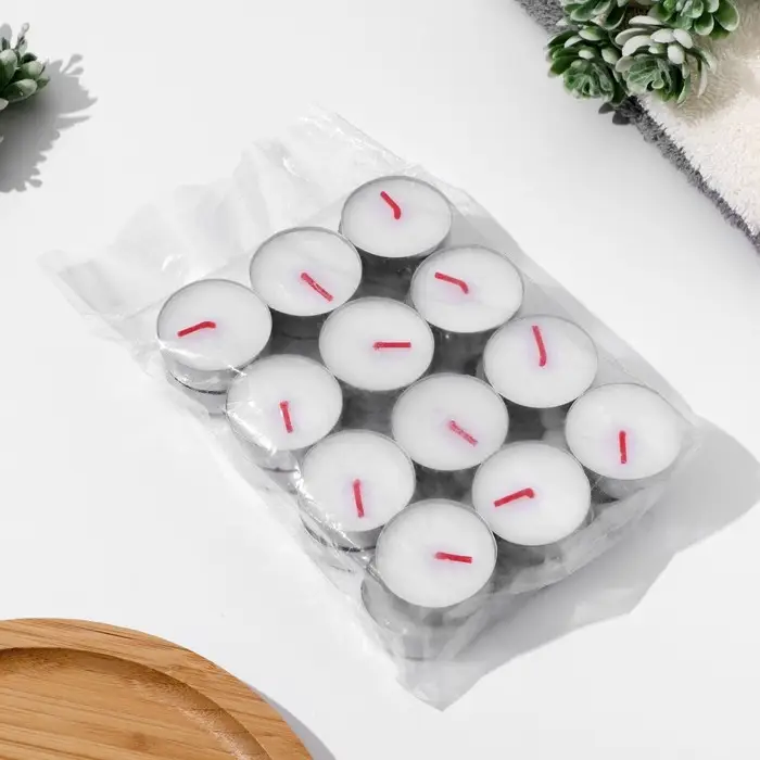 Набор свечей чайных в гильзе, 25 шт, без запаха Набор свечей чайных в гильзе, 25 шт, без запаха