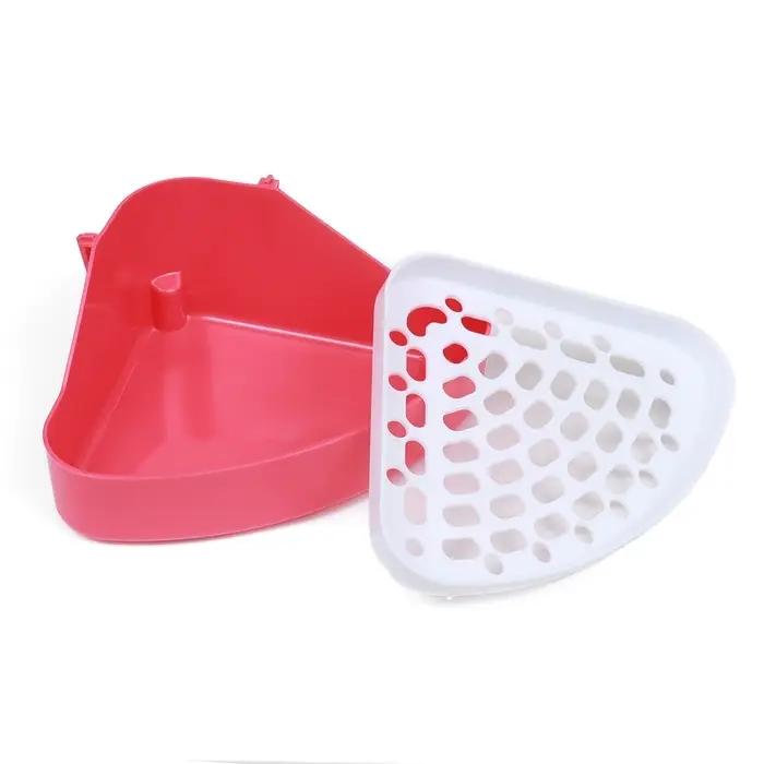 Туалет для кроликов и хорьков, 24&times;18&times;11 см, угловой, пластик, красный