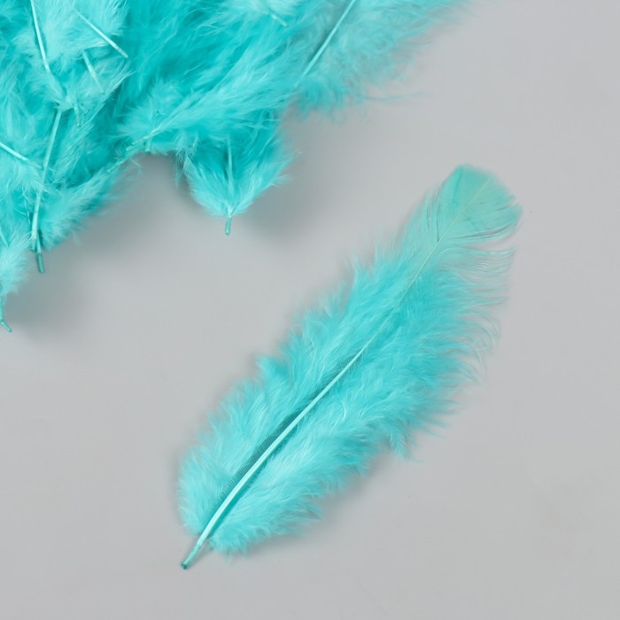 Перо декоративное гусиное пуховое "Изумрудно-зелёное" набор 40 шт h=10-15 см