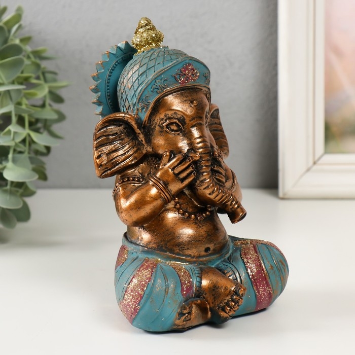 Сувенир полистоун Сувенир полистоун "Ганеша - не слышу, не вижу, не скажу" с золотой патиной МИКС 11х9,5х16 см 99303