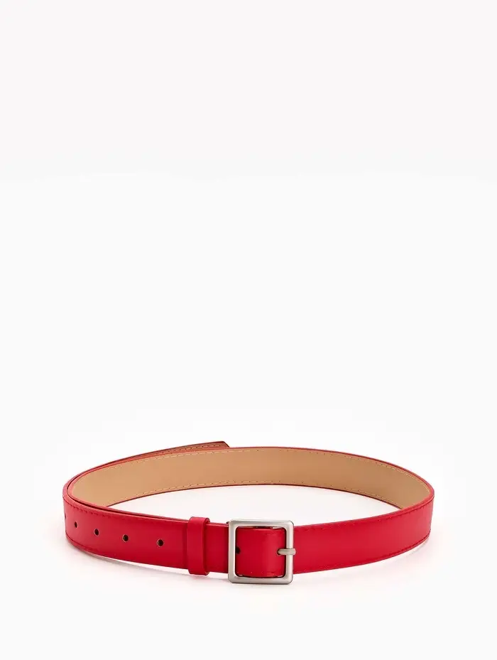 Ремень жен 05-01-02-01, Июнь2508, 3*0,3*110 см, без винта, пряж мат металл, 1 прокол, красн   109031