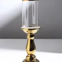 Подсвечник на 1 свечу &laquo;Магистр&raquo;, керамика, стекло, d=8 см, золото, 9.5&times;9.5&times;32 см