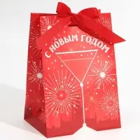 Пакет подарочный новогодний с лентой «Бокал», 13 х 19 х 9 см Пакет подарочный новогодний с лентой «Бокал», 13 х 19 х 9 см