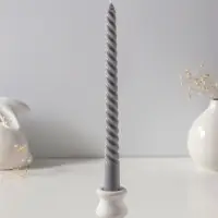 Набор свечей витых 25 см, 2 шт., 57 г, 5 ч, серый