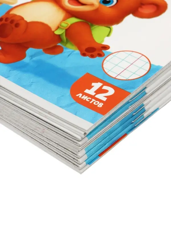 Тетради 10 штук 12 листов в клетку Calligrata KIDS, блок №2, 5 видов