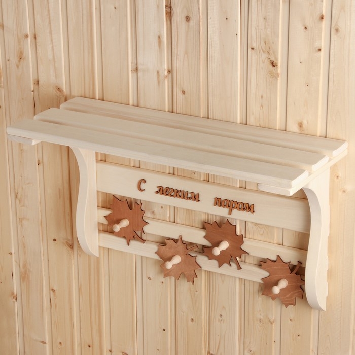 Полка - вешалка Полка - вешалка "Листопад. С легким паром!", 60х38х25 см, 4 кр