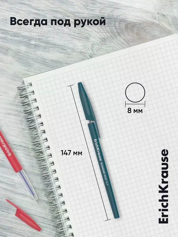 Набор ручек шариковых 4шт ErichKrause Sleder Stick Reef узел 0.7мм, цвет чернил синий