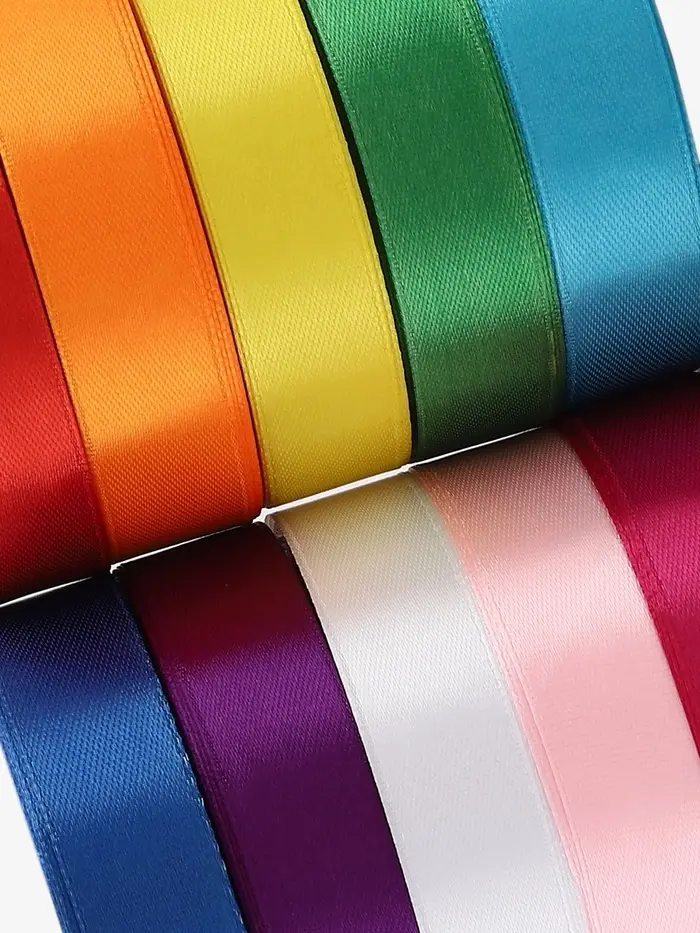 Лента атласная, набор 10 шт., 20 мм, 23 м&plusmn;1 м, разноцветная