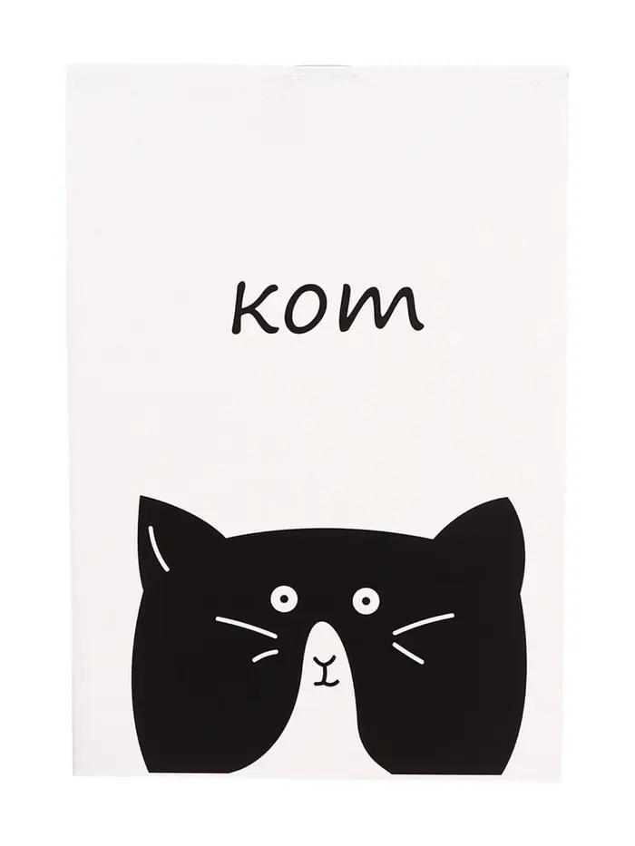 Блокнот А6, 32 листа в клетку на скрепке "Котэ", обложка мелованный картон, блок офсет, МИКС