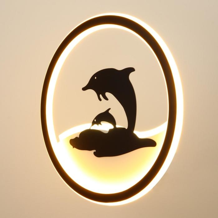 Бра "Дельфины" LED 41Вт 3000/4000К 24х24 см черный 30х30м