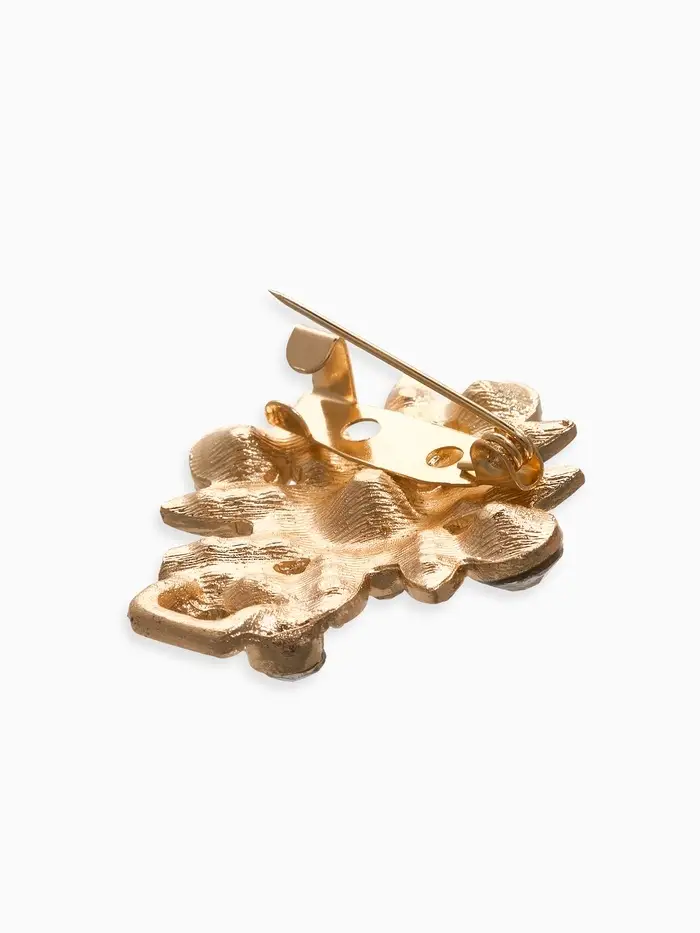 Зажим для кардигана "Ажур", гербер, цвет белый в золоте