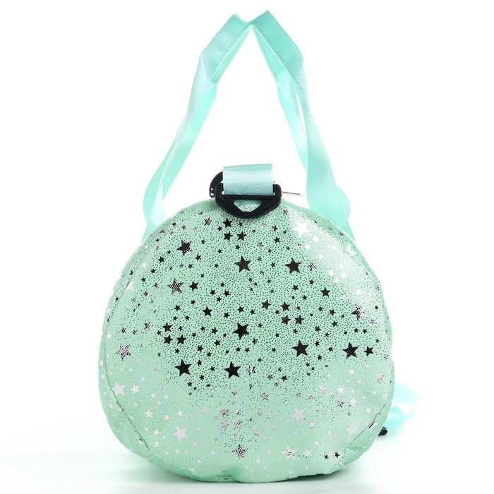 Сумка детская спортивная плюшевая для девочки с блестками «Звёзды» мятный