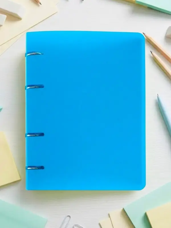 Тетрадь на кольцах Calligrata A5, 80 листов, в клетку, пластиковая обложка, блок офсет, голубая