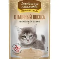 Влажный корм для котят &laquo;Деревенские лакомства&raquo;, отборный лосось паштет, пауч, 70 г