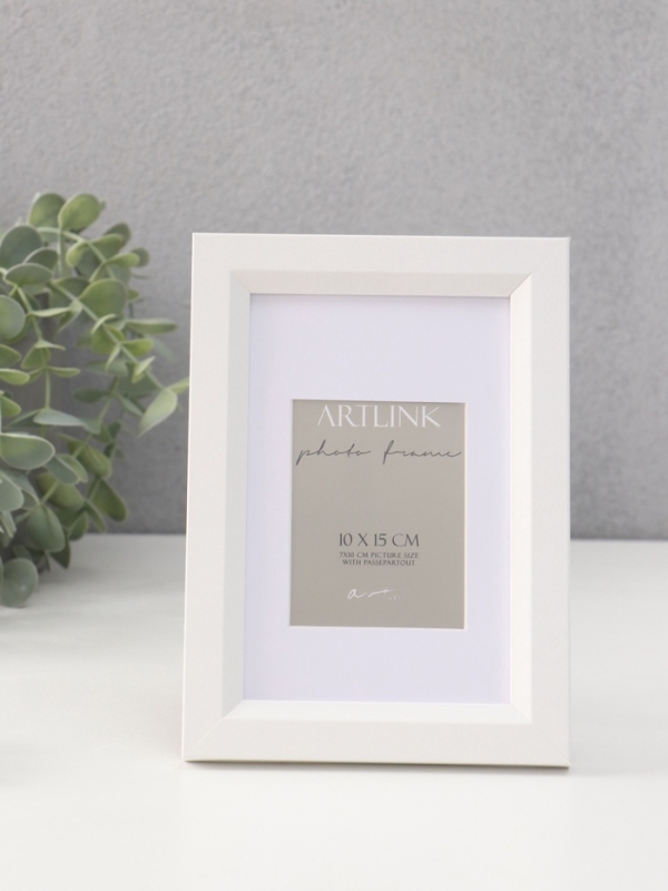 Фоторамка МДФ Фоторамка МДФ "Anna" 10х15 см, с паспарту (7х10 см), белый (пластиковый экран)