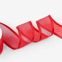 Лента декоративная, капроновая/атласная, 40 мм, 18&plusmn;1 м, красная