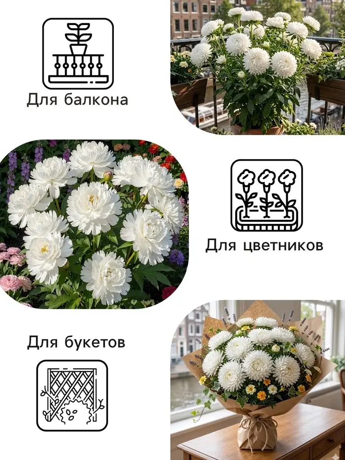 Семена цветов Астра &laquo;Белые лебеди&raquo;, 0.2 г, &laquo;Рецепты дедушки Никиты&raquo;