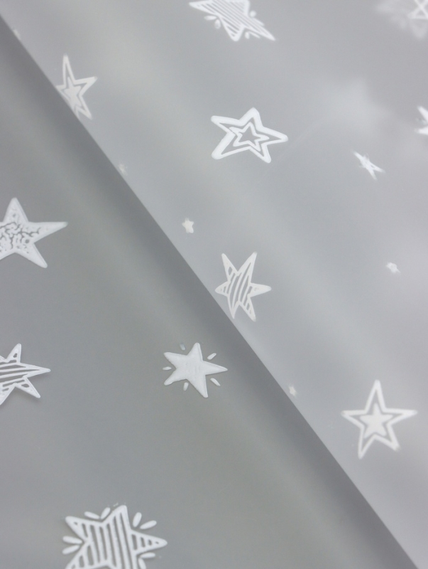 Пленка для цветов матовая, "Звездочки", белый, 0,6х9м ±5%