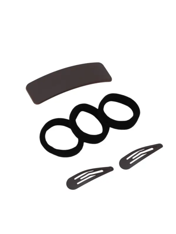 Набор для волос QF &laquo;Флоренс&raquo;, 3 резинки 6 см, заколка - автомат 9 см, 2 заколки 4.5 см, чёрный, коричневый