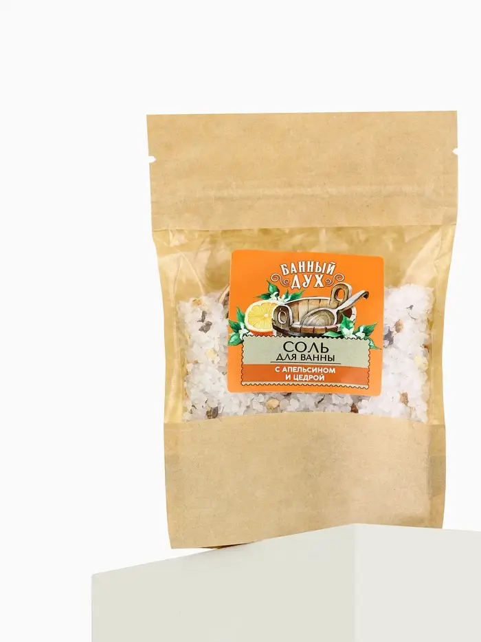 Соль для ванны с апельсином и цедрой, 150 г, Банный дух