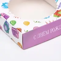 Коробка сборная с окном, «С Днем Рождения», 11.5×11.5×3 см