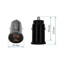USB автомобильное зарядное устройство AVS 2 порта UC-614 (USB QC 3.0+PD Type C)