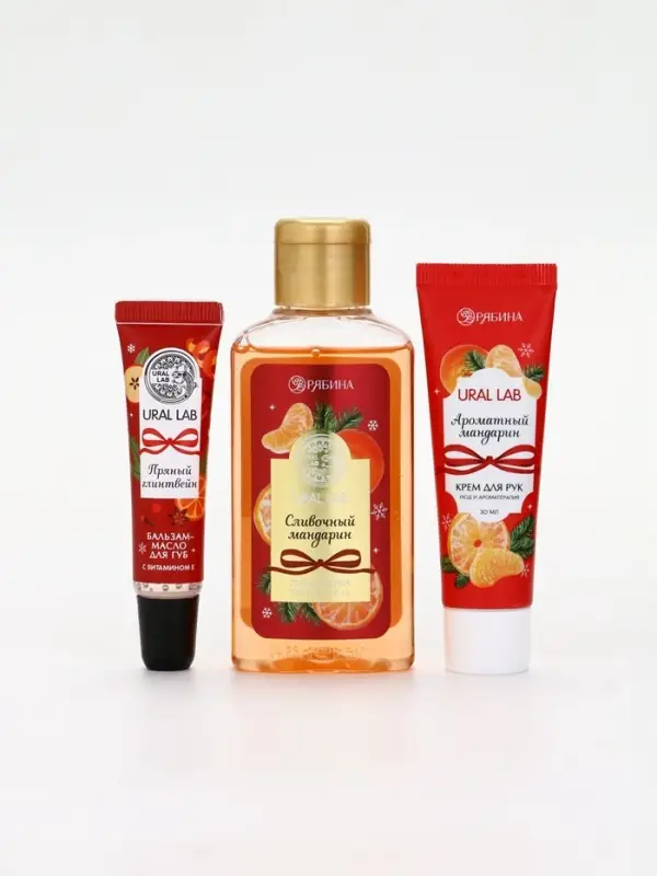 URAL LAB Арома Саунд Набор гель для душа, крем для рук и бальзам для губ, мандарин URAL LAB Арома Саунд Набор гель для душа, крем для рук и бальзам для губ, мандарин