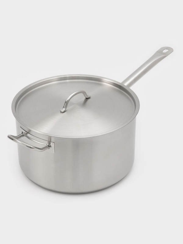 Ковш 9,8 л, d=28, h=16 см, с крышкой, толщина стенки 0,8 мм, индукция, две ручки Ковш 9,8 л, d=28, h=16 см, с крышкой, толщина стенки 0,8 мм, индукция, две ручки