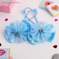 Резинка для волос "Маленькая модница" (цена за пару) стразы, голубой