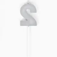 Свеча для торта &laquo;Элемент&raquo;, цифра "2" серебро