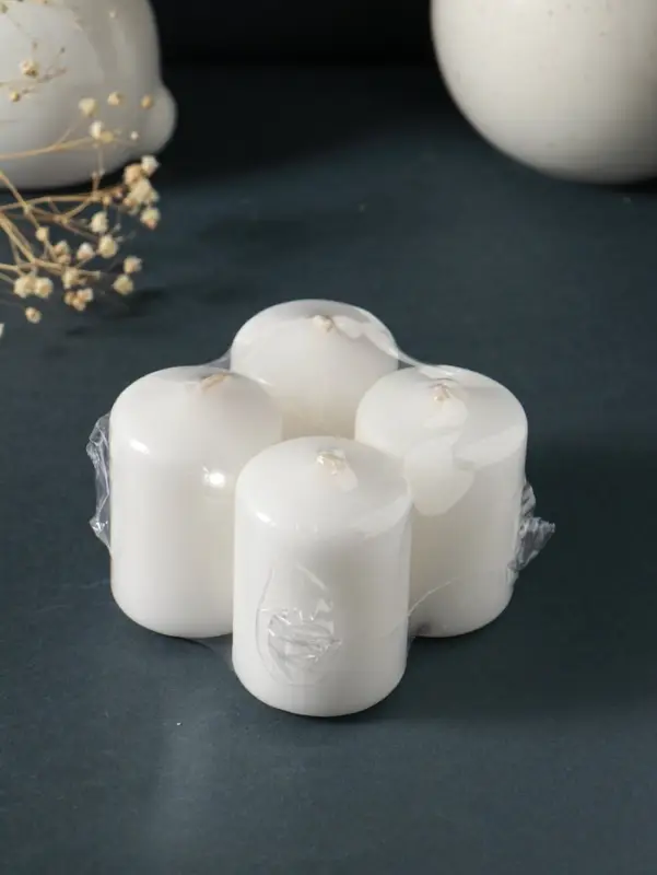 Свеча-цилиндр 4х6 см, 70 гр (набор 4 шт) белый Свеча-цилиндр 4х6 см, 70 гр (набор 4 шт) белый