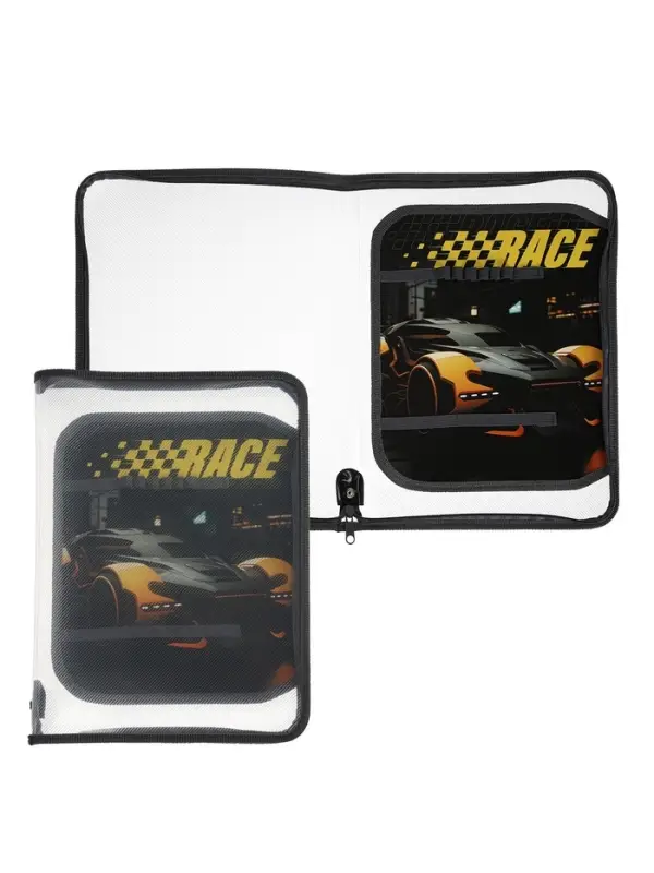 Папка для труда А4 &laquo;Авто на старте&raquo;, молния вокруг/откидная планка