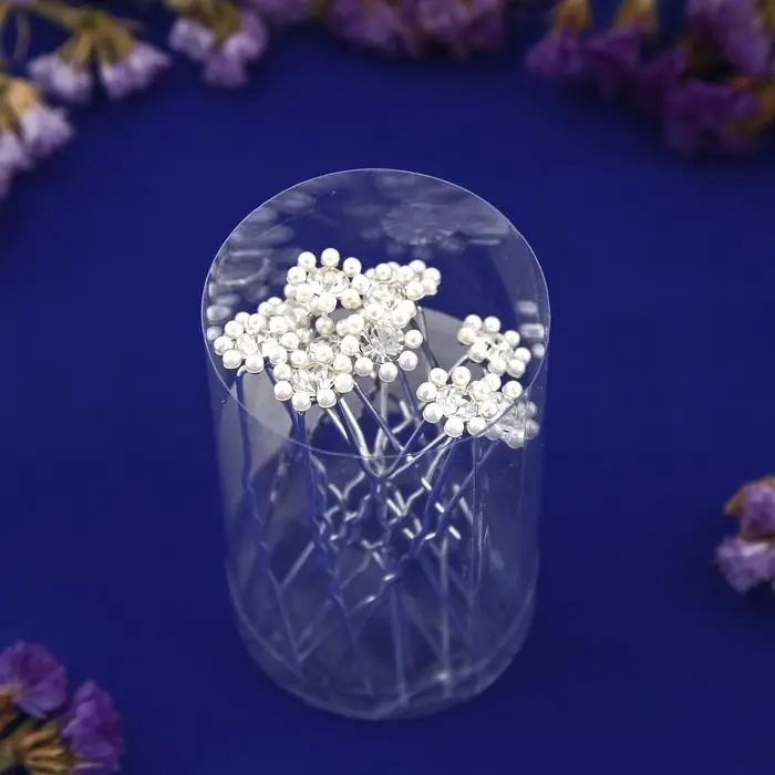 Шпилька для волос &laquo;Жемчужная ромашка&raquo;, серебро