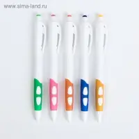 Ручка шариковая, 0.5 мм, стержень синий, корпус белый с резиновым держателем, МИКС