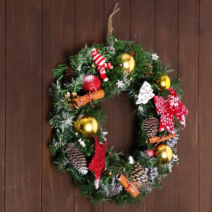 Венок праздничный «Новогодняя звезда Венок праздничный «Новогодняя звезда",45 см, ручная работа