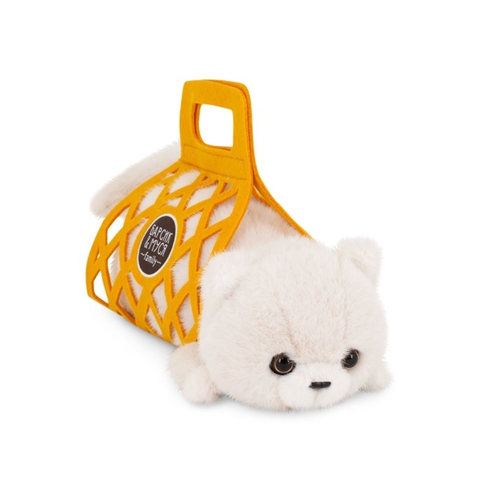 Мягкая игрушка Мягкая игрушка "Кот Барсик в сумке белый" 35 см B1000/35