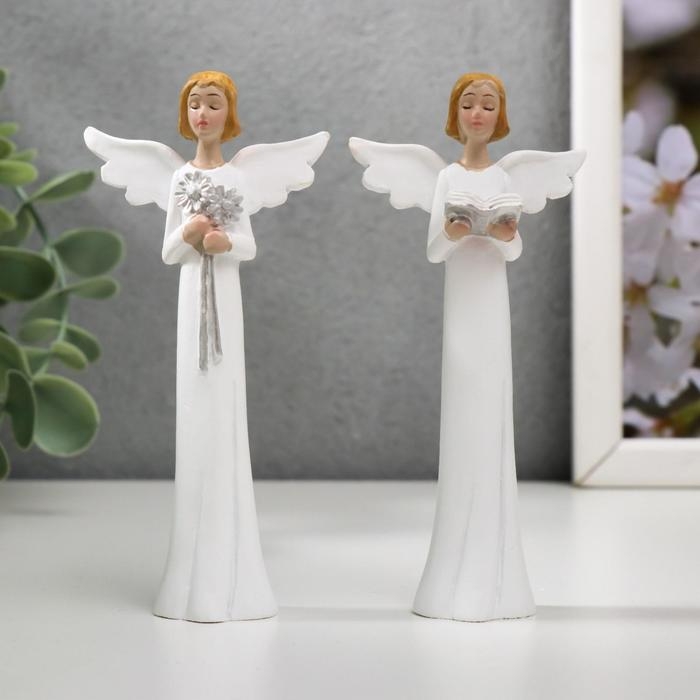 Сувенир полистоун Сувенир полистоун "Ангел в белом платье с книгой/голубем/цветами" МИКС 10,5х4,8х2 см