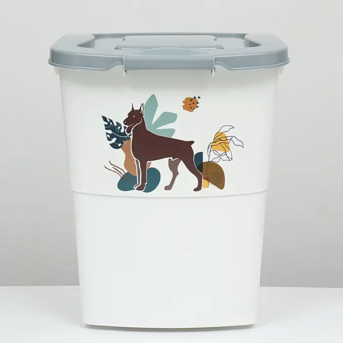 Контейнер для корма, 36 л, пластик, серый