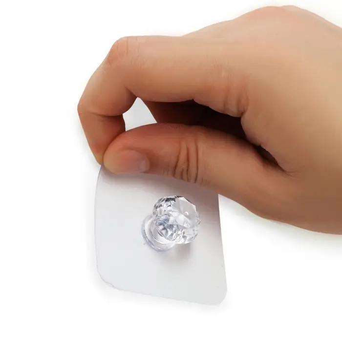 Ручка-кнопка с клейкой поверхностью ТУНДРА, прозрачный, набор 4 шт.