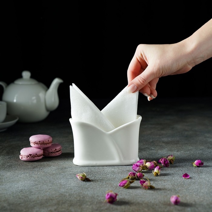 Салфетница фарфоровая Magistro «Бланш», 11,5×5×8 см, цвет белый Салфетница фарфоровая Magistro «Бланш», 11,5×5×8 см, цвет белый