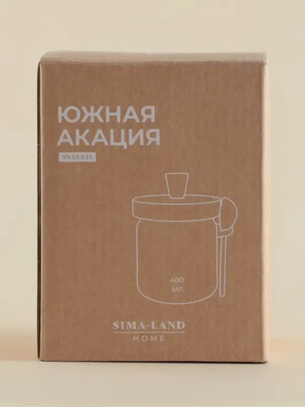 Банка для сыпучих продуктов SL Home &laquo;Южная акация&raquo;, 400 мл, 10.5&times;9&times;13 см, с ложкой, стекло, прозрачная