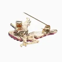 Брошь &laquo;Птица&raquo; аист, стразы, цвет фиолетовый в золоте