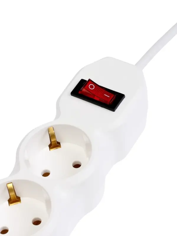 Удлинитель сетевой Luazon Lighting ECO, 5 розеток, 5 м, 10 А, 2200 Вт, заземление, белый