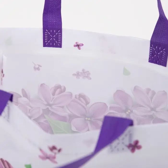 Сумка хозяйственная &laquo;Сирень&raquo;, без застёжки, 32&times;12&times;36 см, белая