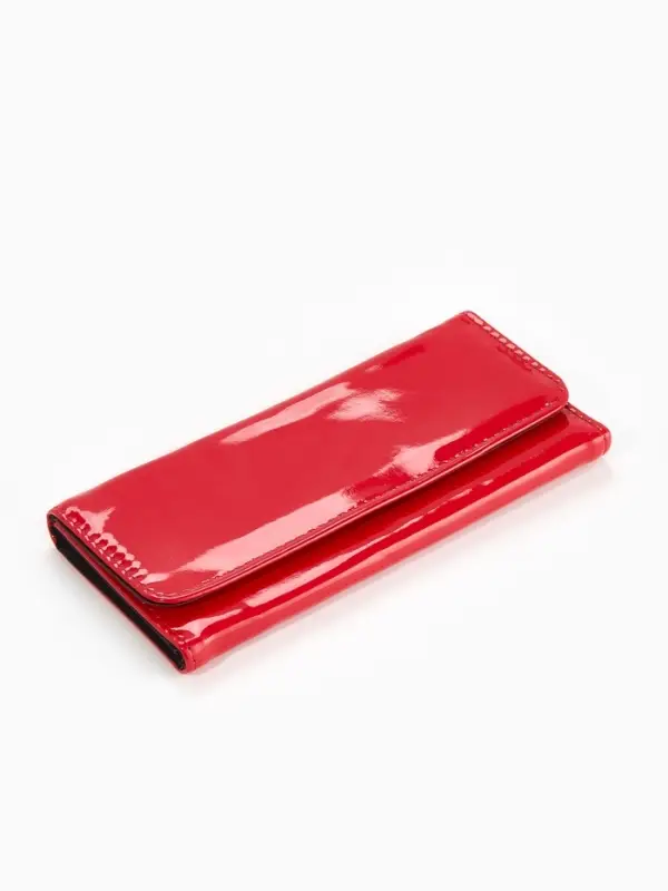 Кошелёк женский на магните, 19.5&times;2.5&times;9 см, лаковый, красный