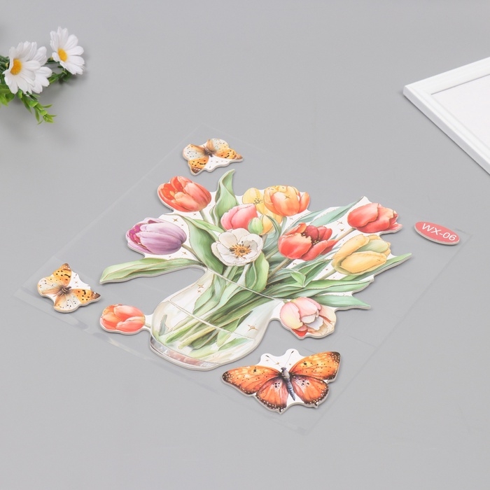 Наклейка пластик интерьерная Наклейка пластик интерьерная "Тюльпаны" 40х31 см