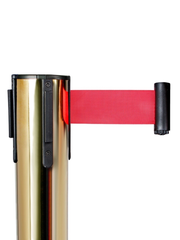 Стойка ограждения зол с вытяжной лентой-280см КРАСНАЯ,высота-90см,d- 6см,напольный d-32см