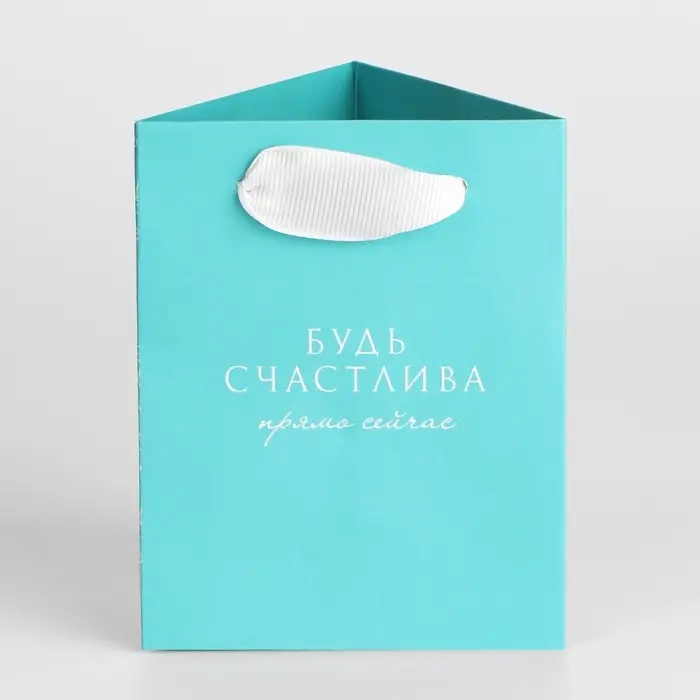 Пакет подарочный для цветов треугольный, упаковка «Будь счастлива», 12 х 8 х 9.5 см